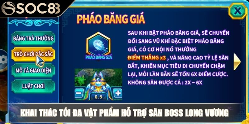 Bắn Cá Long Vương SOC88 - Hóa Thân Ngư Thủ Săn Thưởng Khủng 4 Khai thác tối đa vật phẩm hỗ trợ săn boss Long Vương